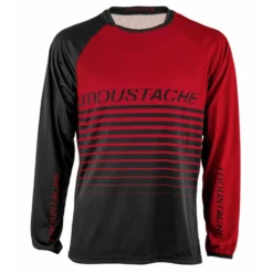 Maillot Moustache Manches Longues Rouge - Vêtement de VTT Haut de Gamme