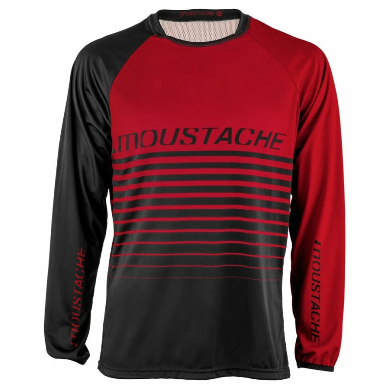 Maillot Moustache Manches Longues Rouge - Vêtement de VTT Haut de Gamme